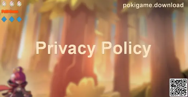 Privacy Policy visual banner for Poki Game, highlighting safe play, data security, and user rights